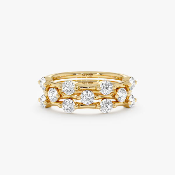 Set of 3 Lab Grown Diamond Station Rings, Lunessa