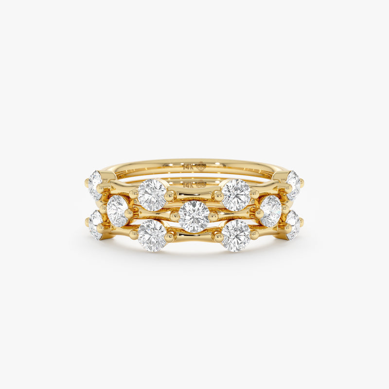 Set of 3 Lab Grown Diamond Station Rings, Lunessa