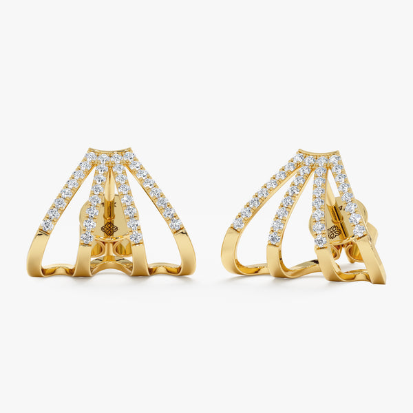 yellow gold cage earrings