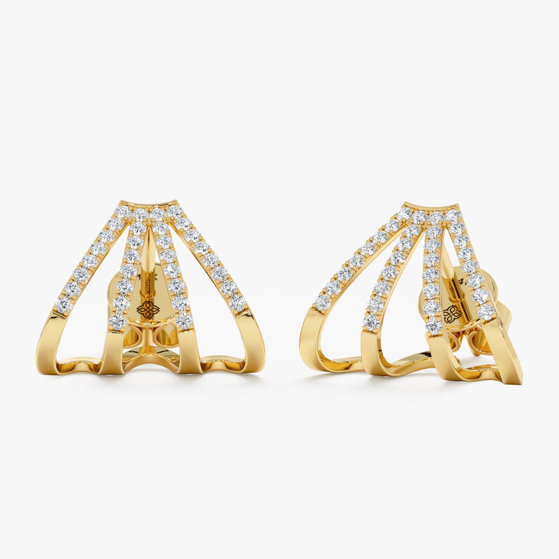 yellow gold cage earrings