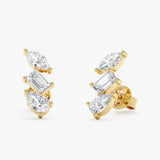 Mixed Cut Diamond Cluster Studs, Noralisse