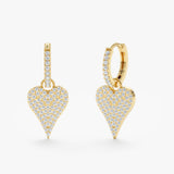 yellow gold huggie and heart charm