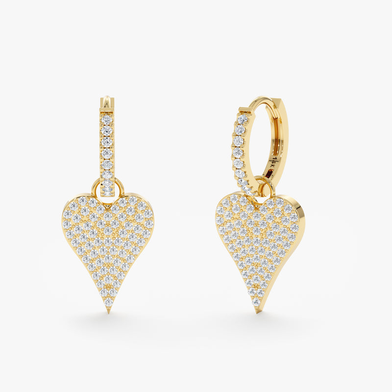 yellow gold huggie and heart charm
