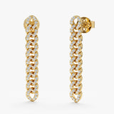 Pave Diamond Cuban Chain Drop Earrings, Azriella