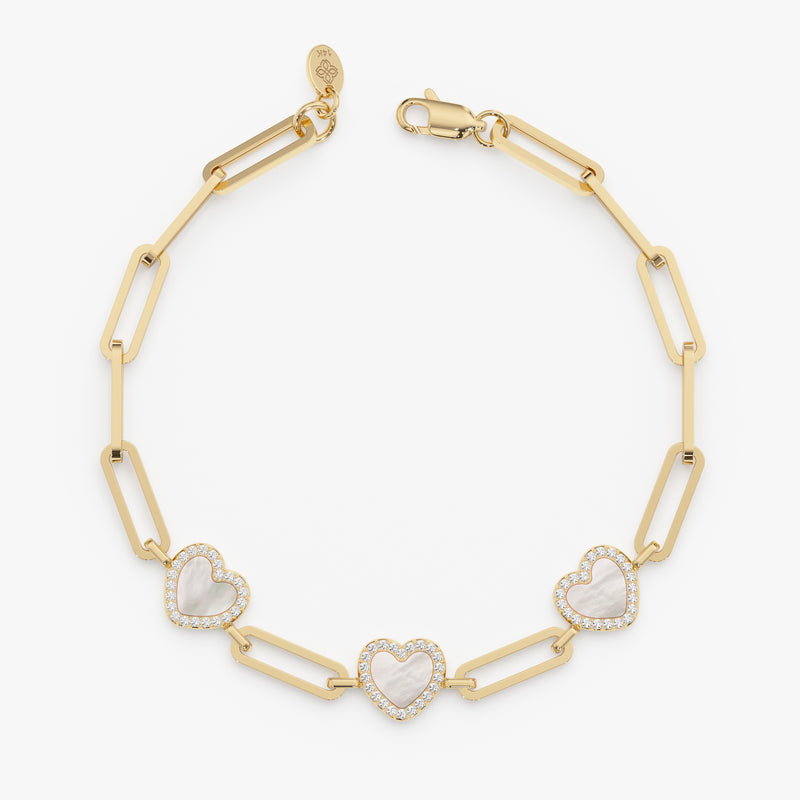 Triple Mother of Pearl Heart Bracelet, Nireth
