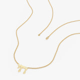 dainty solid gold necklace with hebrew letter for life in solid gold for her