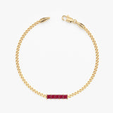 Princess Cut Ruby Cuban Chain Bracelet, Lyriavelle