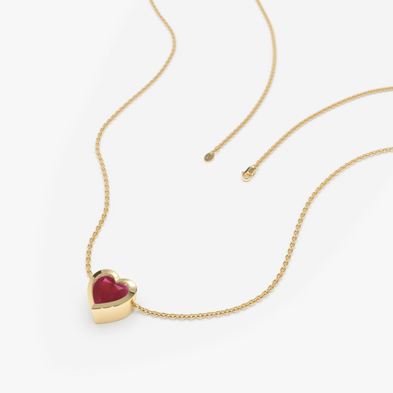 handmade solid gold red ruby necklace