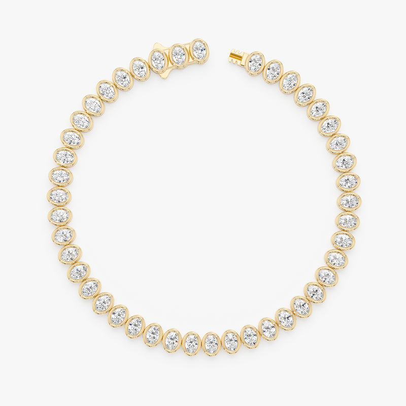Solid Gold Oval Bezel Set Lab Grown Diamond Bracelet, Zorina