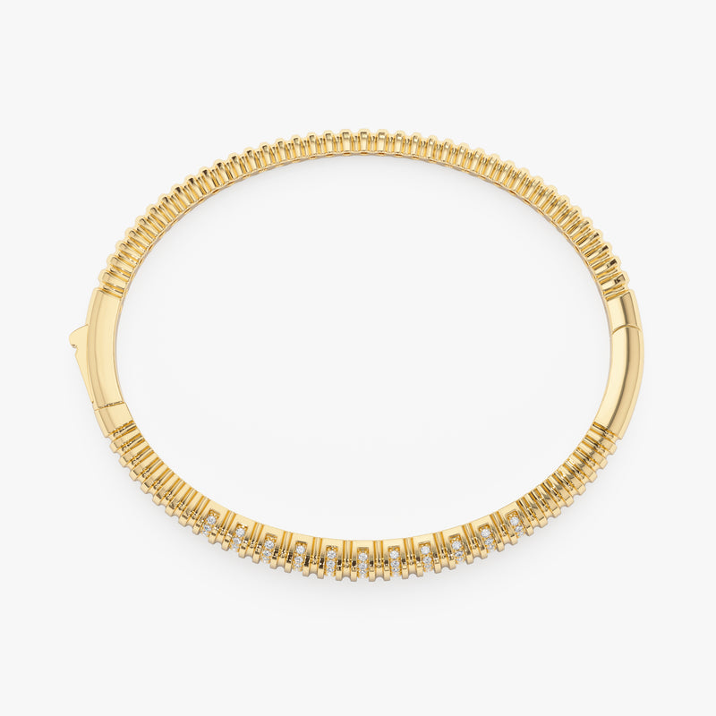 Diamond Croissant Bangle, Natural Diamond and Genuine Gold Jewelry, Morwenna