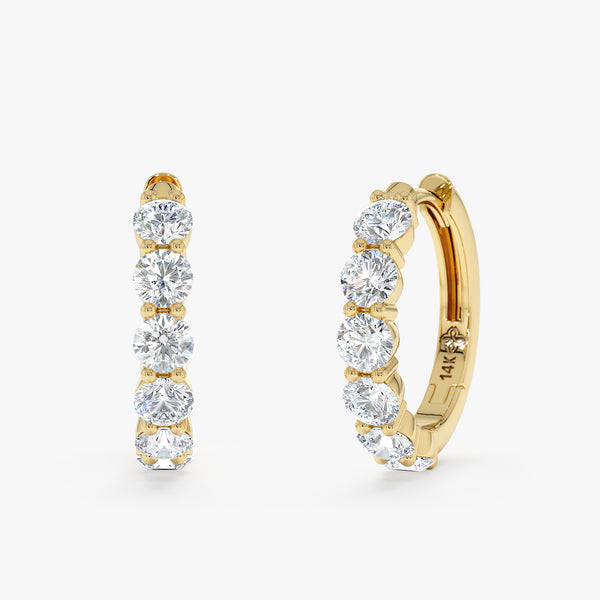 Solid Gold Prong Set Hoops, Orinthia