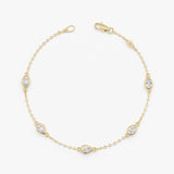 Pear Shape Lab Diamond Station Bracelet, Cyralune