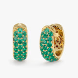 Wide Emerald Huggie Hoop Earrings, Azrielle