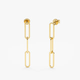 Handmade pair of drop paperclip earring studs with three chain links