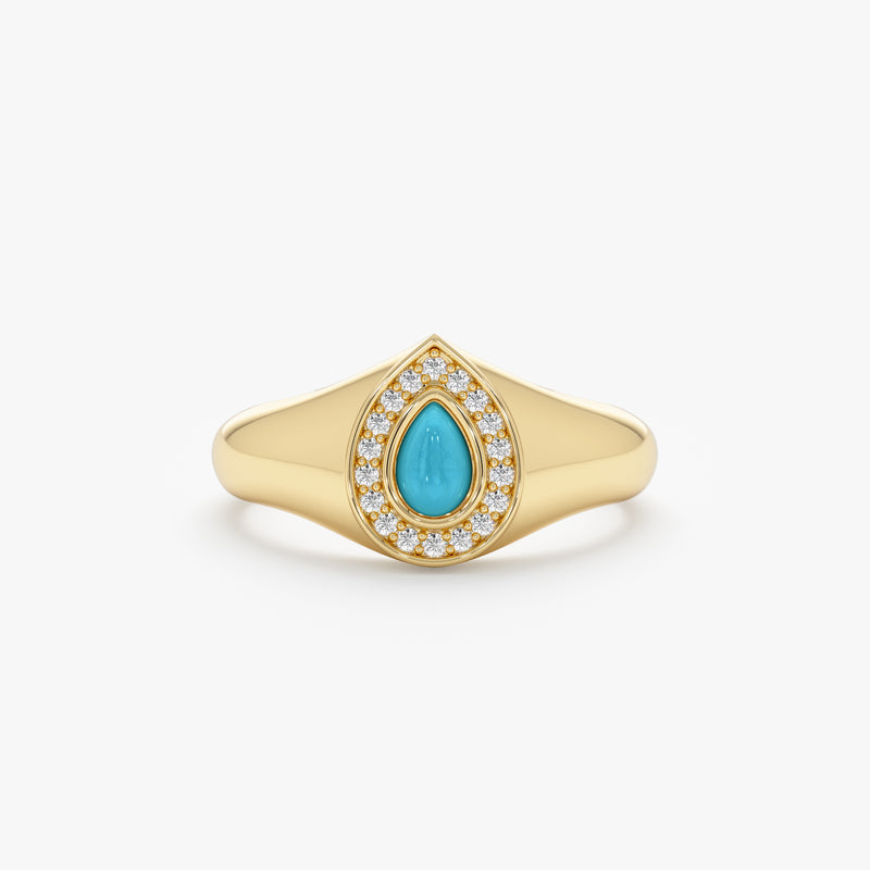 Natural Turquoise Signet Ring, Elanora
