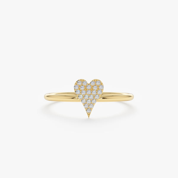 micro pave diamond heart ring