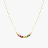 Solid Gold Rainbow Sapphire Bar Necklace, Kael