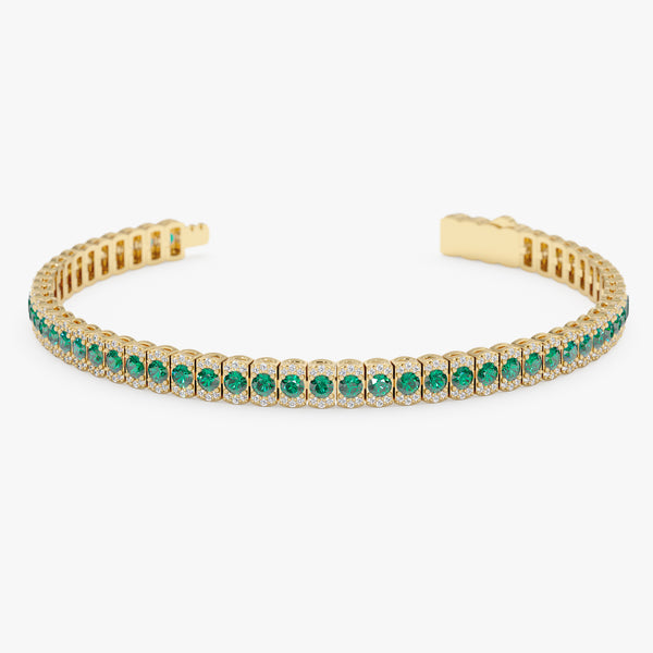 Lab Grown Emerald and Diamond Tennis Bracelet, Ismerelle
