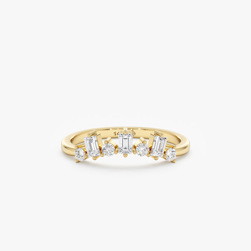 Baguette and Round Diamond Nesting Ring