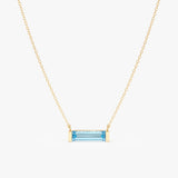 Natural Baguette Sky Blue Topaz Necklace, Vix