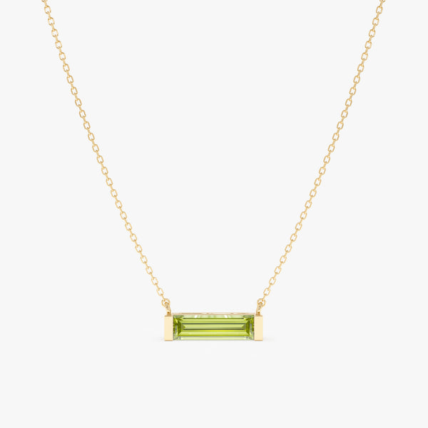 Natural Baguette Peridot Necklace, Vix