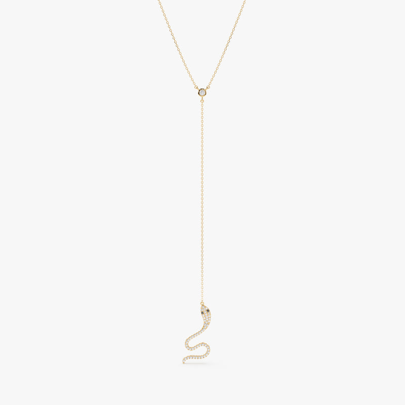 Natural White and Black Diamond Snake Lariat Necklace, Bora