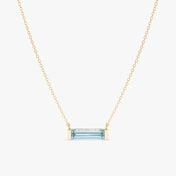 Natural Baguette Aquamarine Necklace, Vix