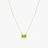 Solid Gold Peridot Oval Necklace, Loa