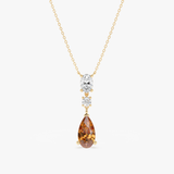 Pear Citrine Necklace with Lab-Grown Diamonds, Thessarina