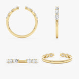 Oval Diamond Open Cuff Ring, Ruea