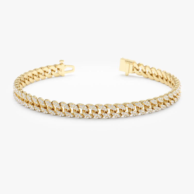 yellow gold pave miami chain 