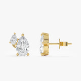 Double Pear Diamond Stud Earrings, Loravienne