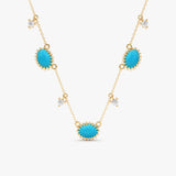 Turquoise and Lab Diamond Station Necklace, Tyrene