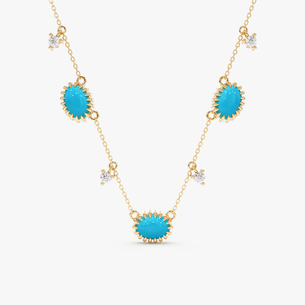 Turquoise and Lab Diamond Station Necklace, Tyrene