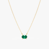 Solid Gold Emerald Oval Necklace, Loa