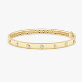 Genuine Gold Bangle, Mix Shape Diamond Bangle,Fiora