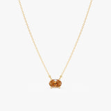 Solid Gold Citrine Oval Necklace, Loa