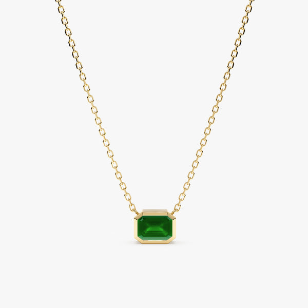handmade solid gold octagon emerald necklace