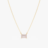 Emerald Cut Rose Quartz Necklace, Lexa