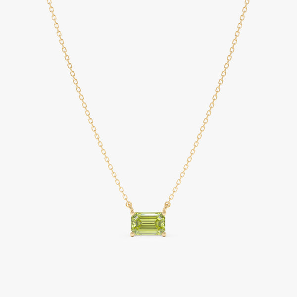 Emerald Cut Peridot Necklace, Lexa
