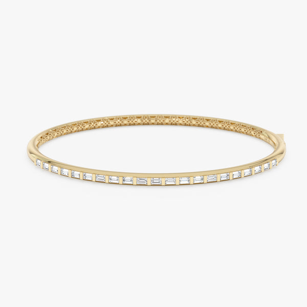 Lab Grown Baguette Diamonds Bangle Stackable Bangle for Everyday, Siora