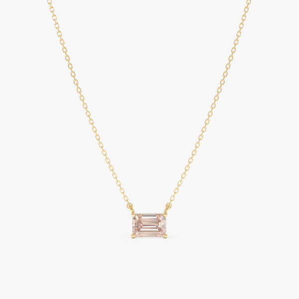 Emerald Cut Morganite Necklace, Lexa