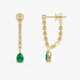 Natural Emerald and Lab Grown Diamond Chain Earring, Thalara