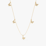 Dangly Natural Diamond Butterfly Station Necklace, Phoebe