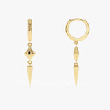 Gold Spike Dangle Huggie Hoop Earrings, Nyrene