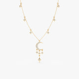 Gold Moon and Stars Diamond Necklace, Isby