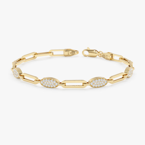 Pave Oval Shape Station Bracelet, Nimira