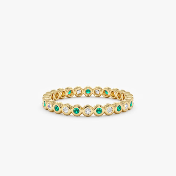 yellow gold emerald diamond bezel full eternity