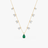 Natural Emerald and Lab Grown Diamond Necklace, Evareth
