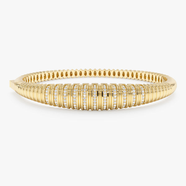 Diamond Croissant Bangle, Natural Diamond and Genuine Gold Jewelry, Morwenna